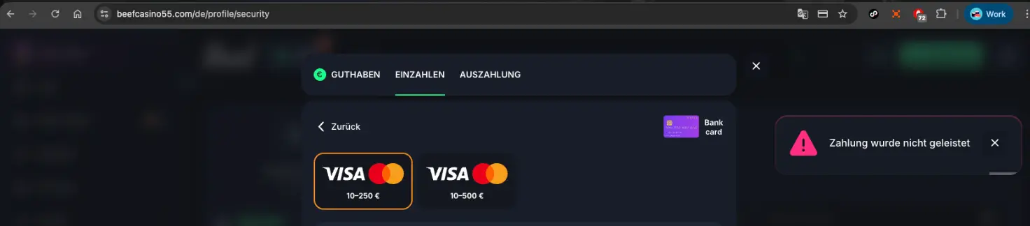 Beef Casino Deposit