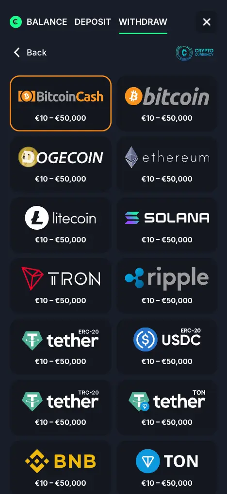 Beef Casino Mobile Crypto Withdrawal Methods