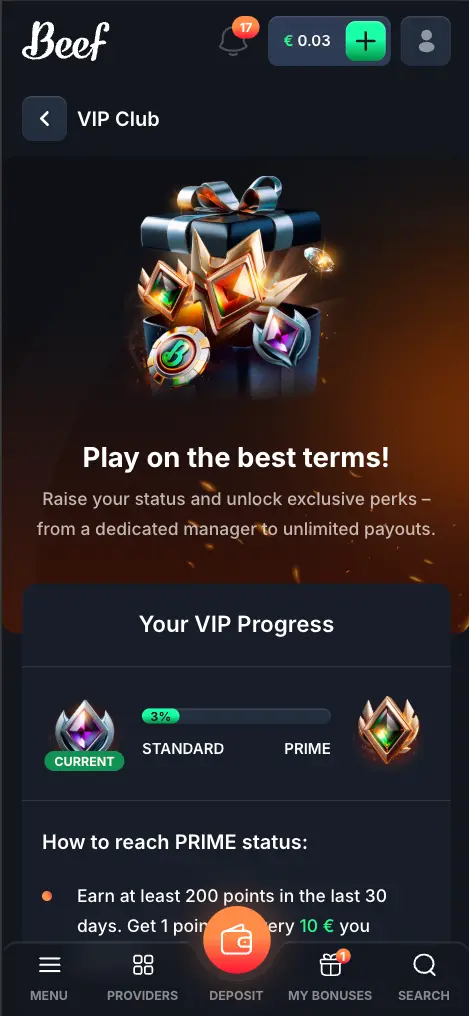 Beef Casino Mobile VIP Club