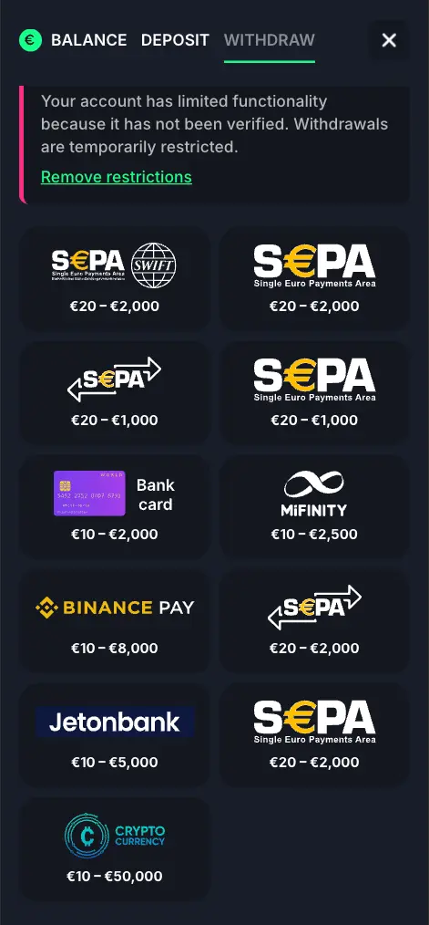 Beef Casino Mobile Withdrawal Methods