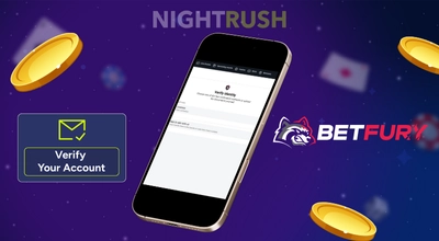BetFury Chile Casino's verification on a phone with a verify button against a starry background.
