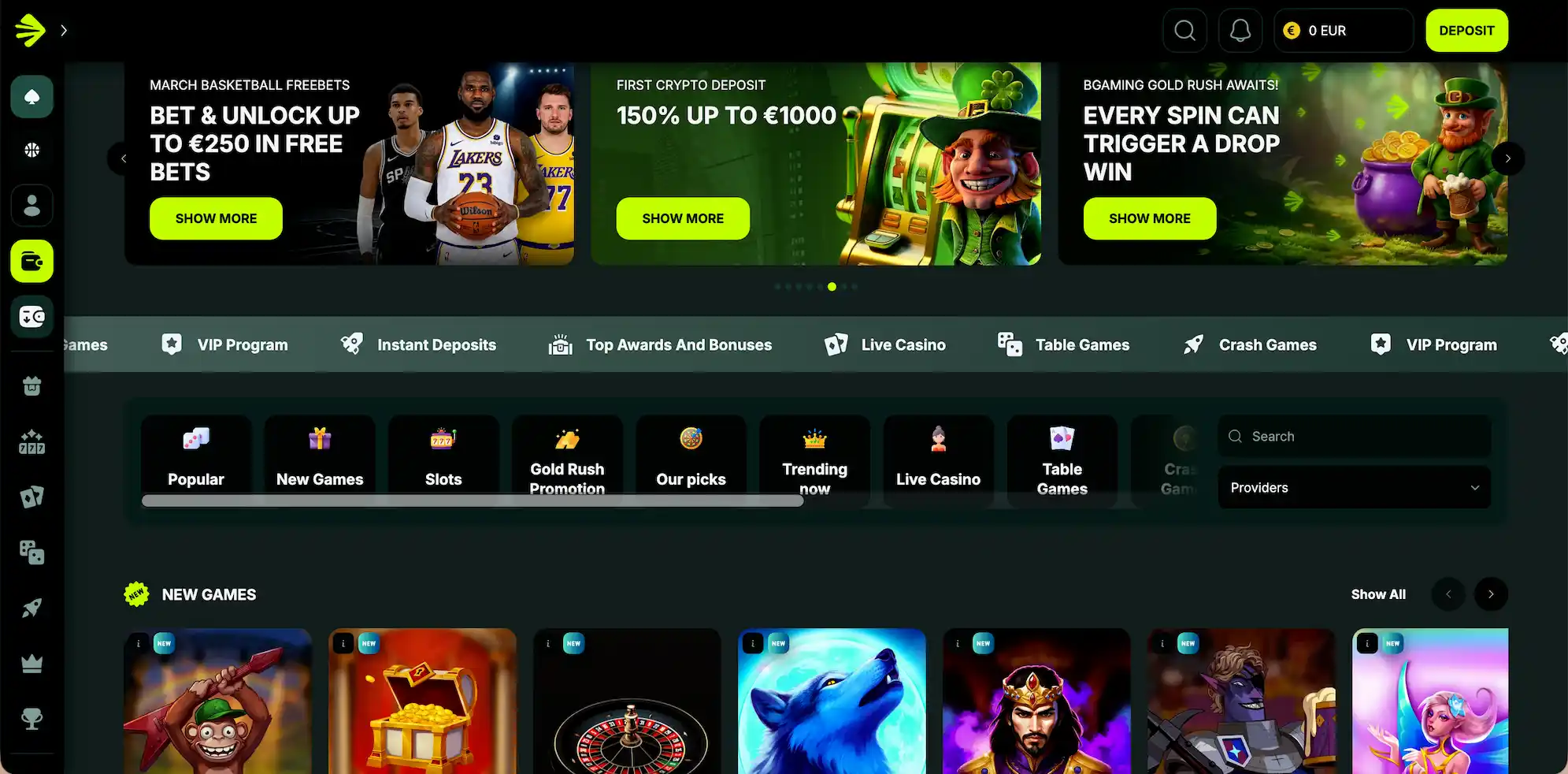 BetNjet Casino homepage.