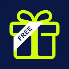 Icon of gift package with a ribbon saying free, representing free gifts.