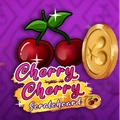 The text Cherry Cherry Scratchcard is shown with two cherries and a gold coin on a purple background.