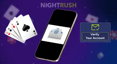 Smartphone displaying an email verification icon next to four aces.