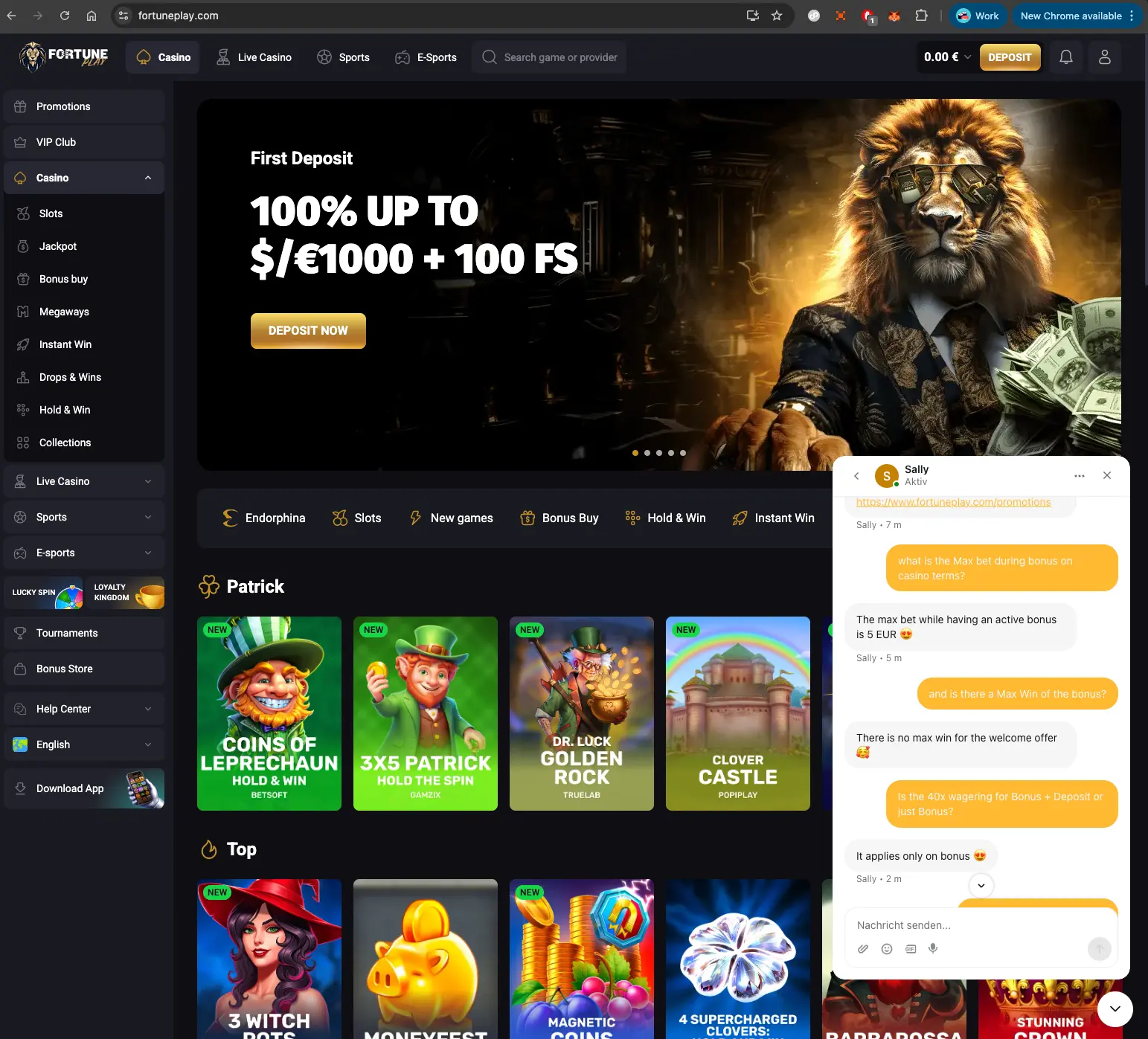 Fortune Play casino bonus live chat