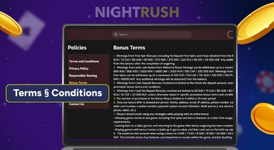 Bonus terms on a laptop with terms button against a starry background.