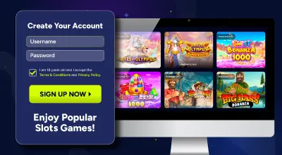 Online casino account creation screen