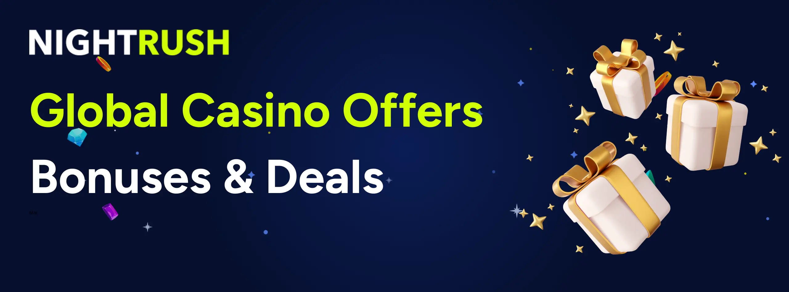 Banner with the text Global Casino Offers: Bonuses & Deals