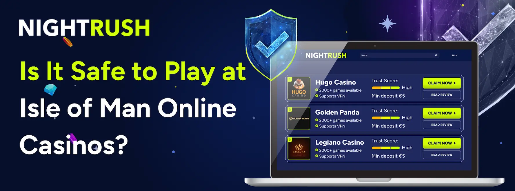 Banner with the text Is It Safe to Play at Isle of Man Casinos