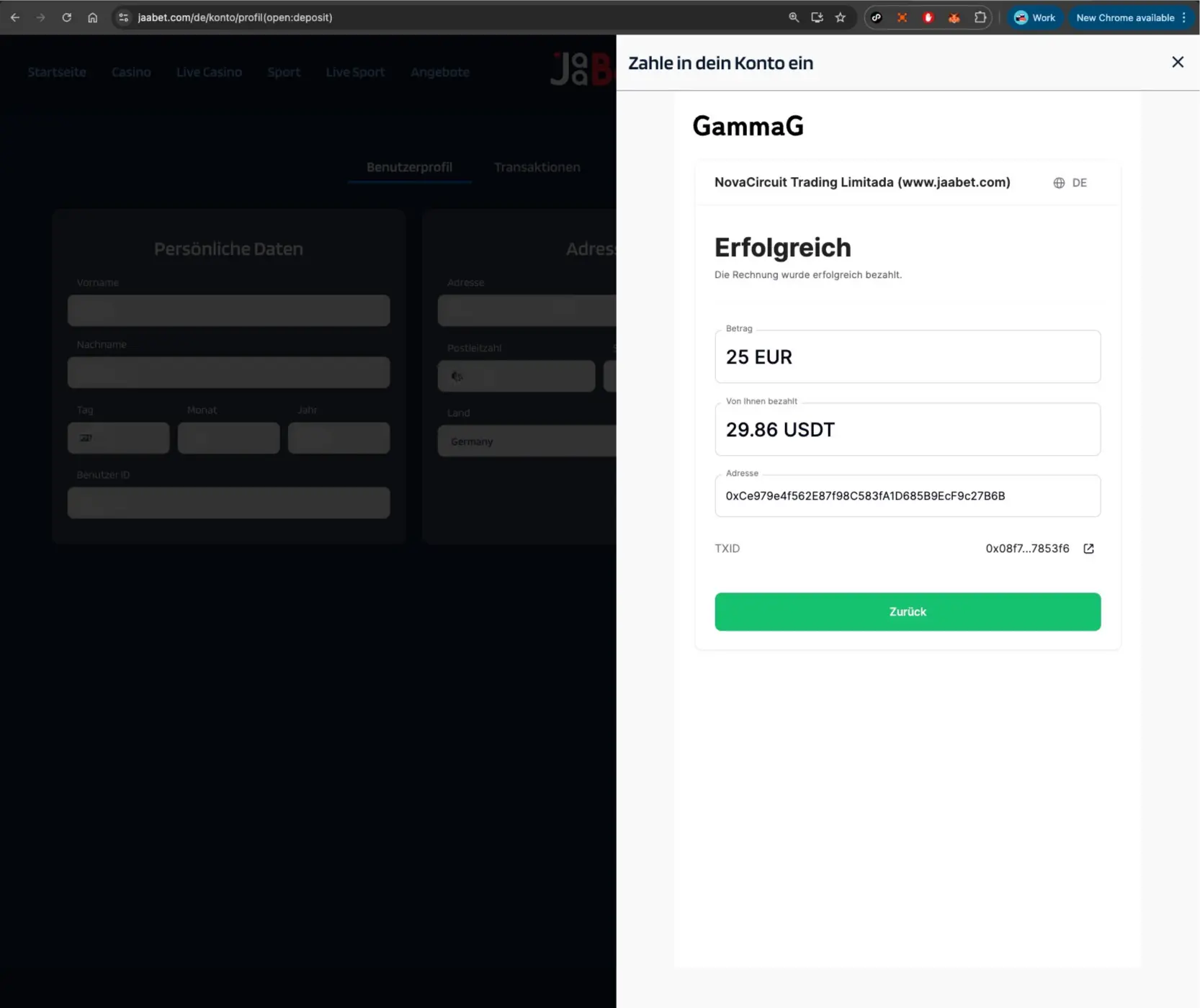 Jaabet Casino Deposit