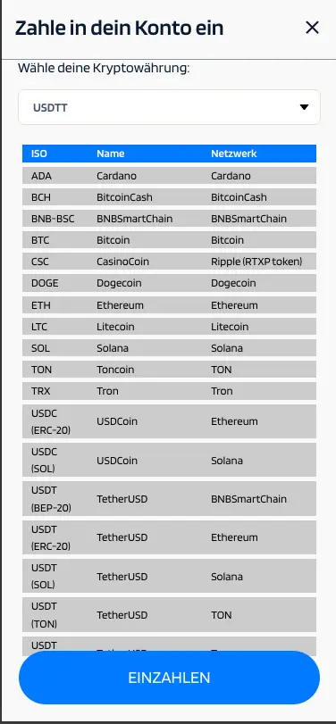 Jaabet Casino Mobile Crypto Deposit Methods