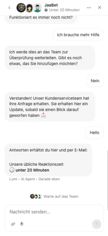 Jaabet Casino Mobile Live Chat