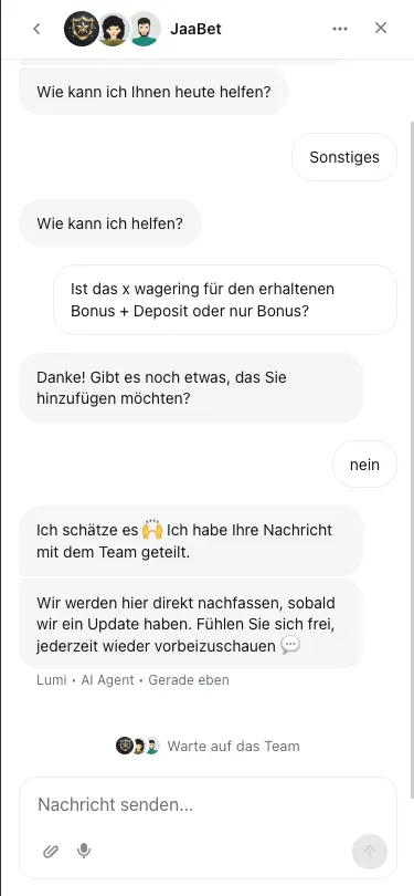 Jaabet Casino Mobile Live Chat Bonus