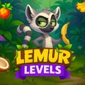 A cartoon lemur holding a banana stands in a jungle setting above the Lemur Levels game logo.