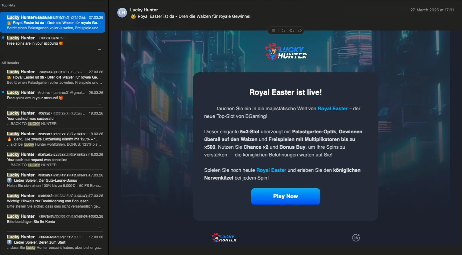 Lucky Hunter Casino email