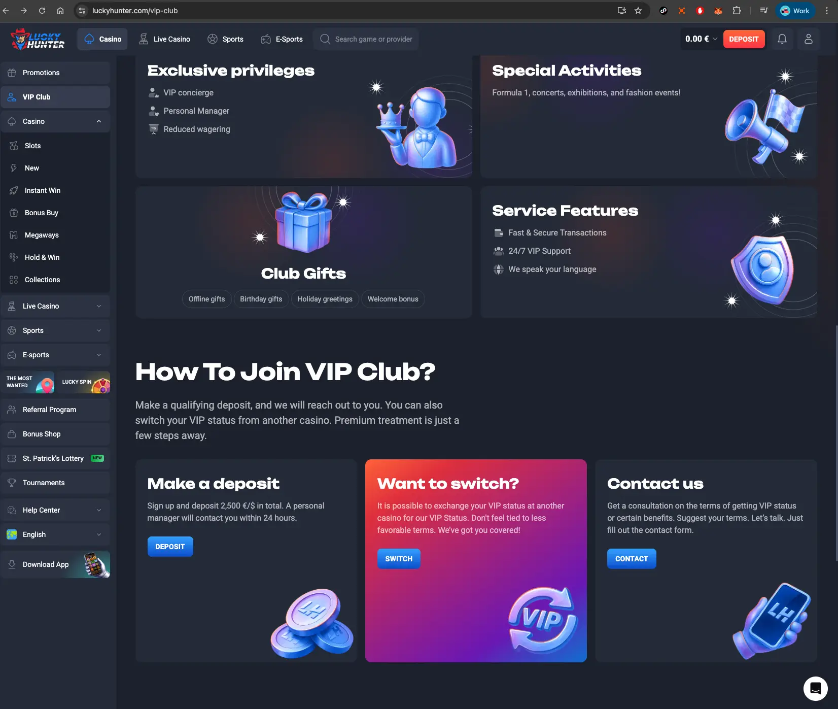 Lucky Hunter Casino VIP