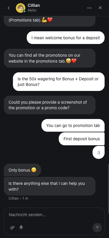 Lucky Hunter Casino bonus live chat