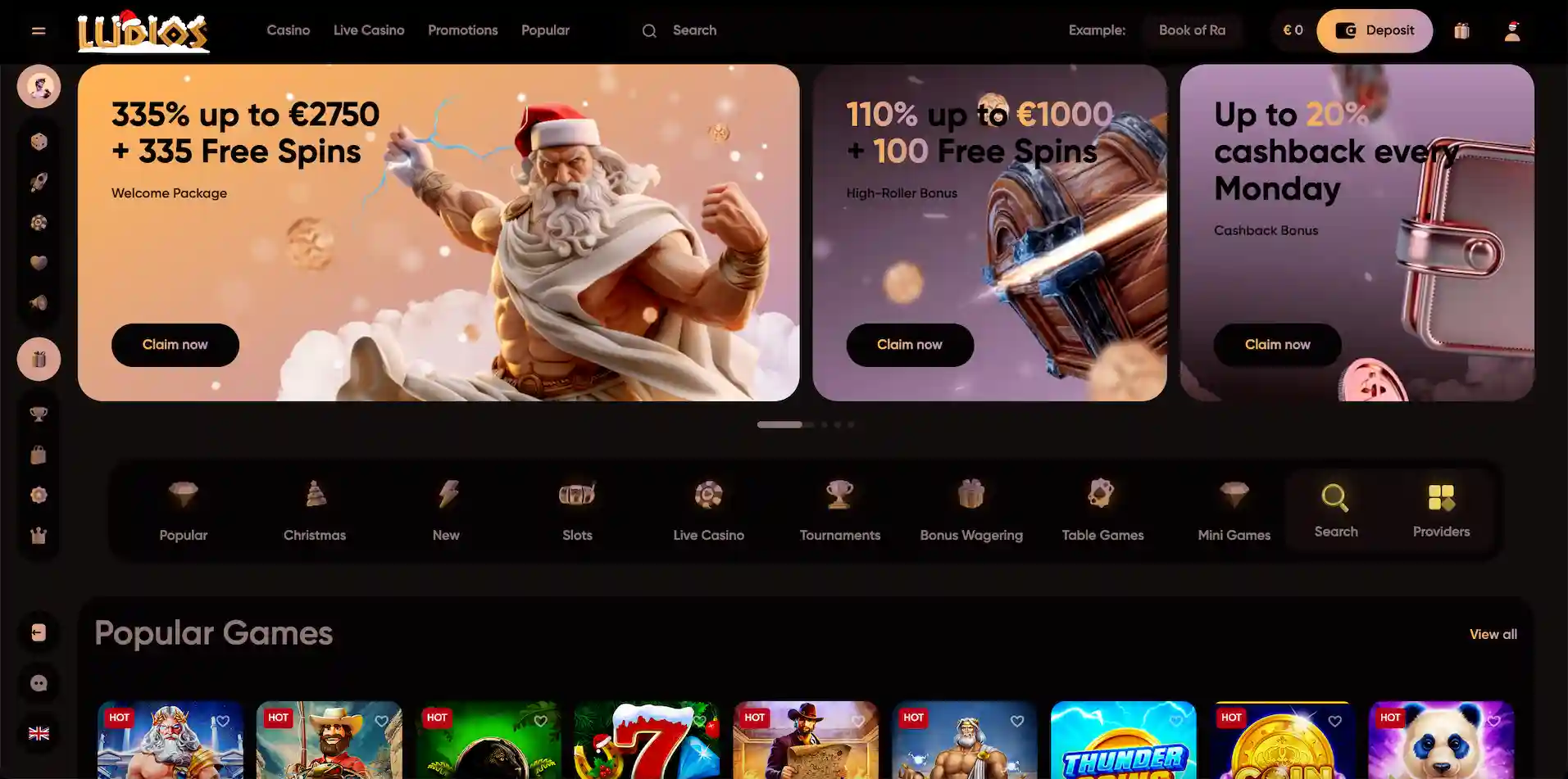 Ludios Casino homepage.