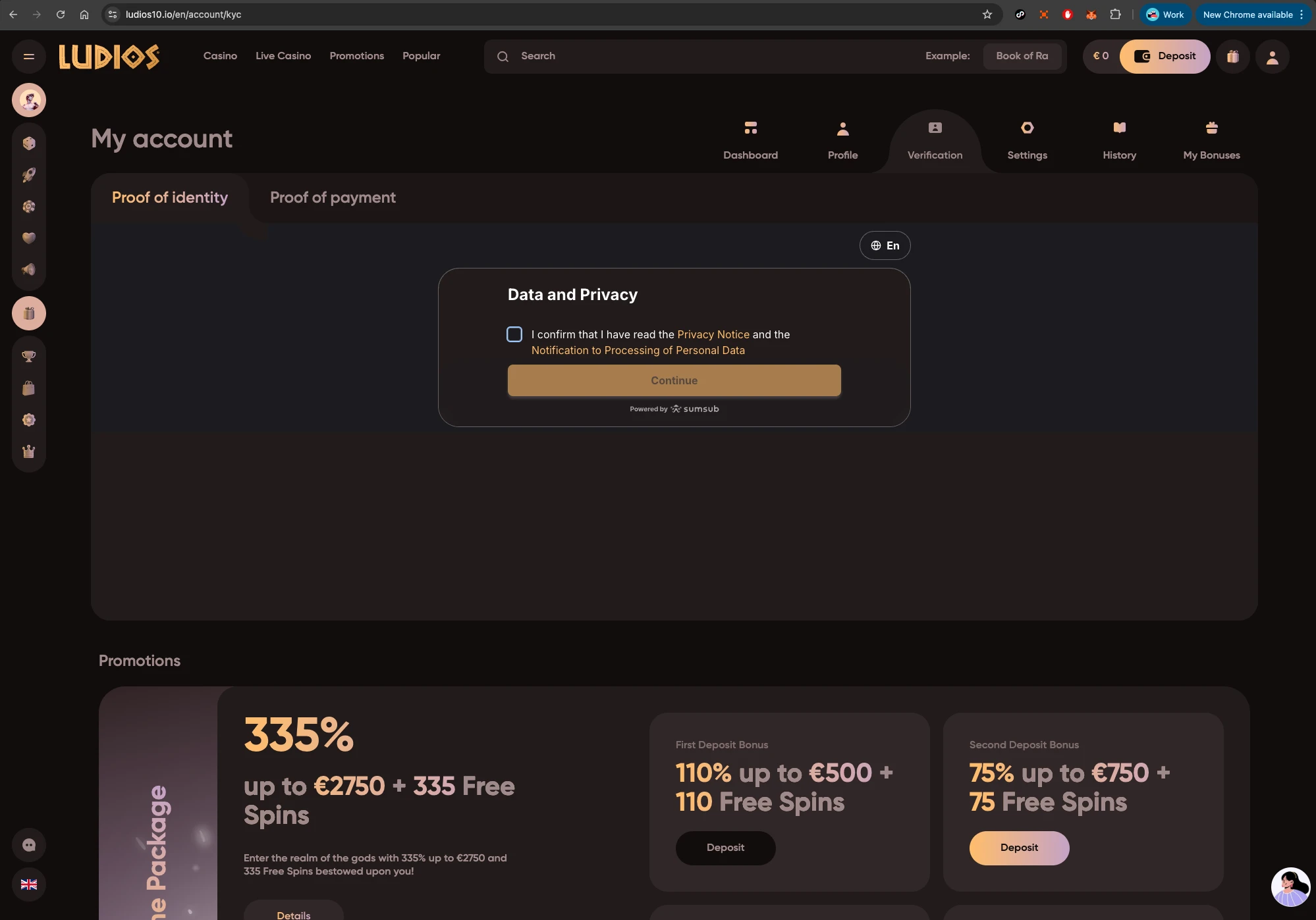 Ludios Casino data and privacy.