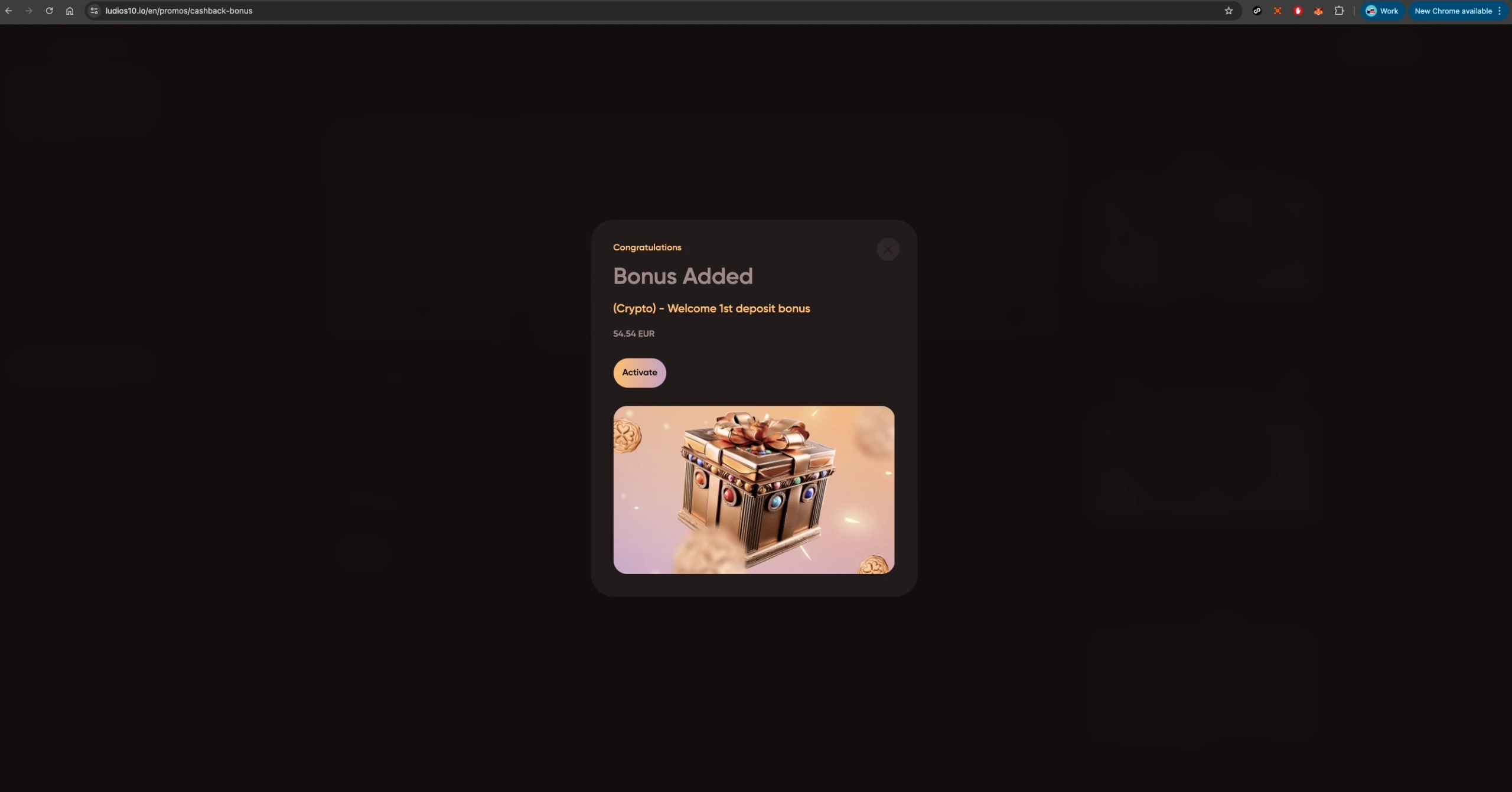 Ludios Casino first deposit bonus.