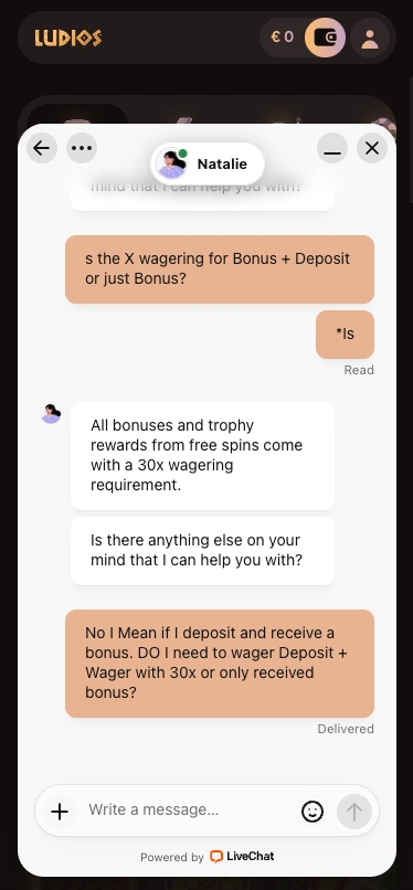 Ludios Casino bonus details.