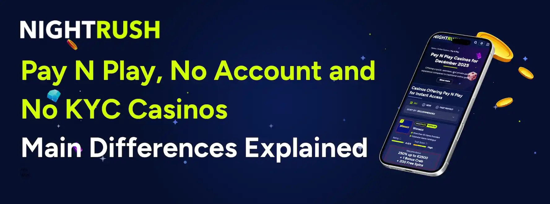 A banner about differences between Pay N Play and other casino types.