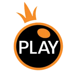 Pragmatic Play logo in a circle in black and orange.