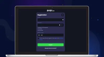 Laptop showing Slotsite.com casino's registration form