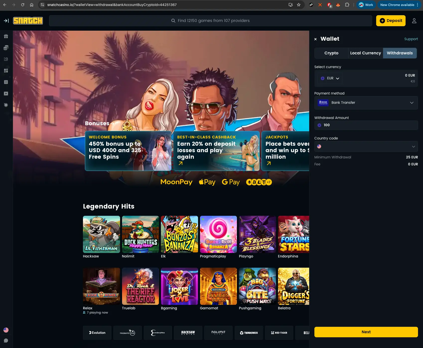 Snatch Casino Bank Transfer