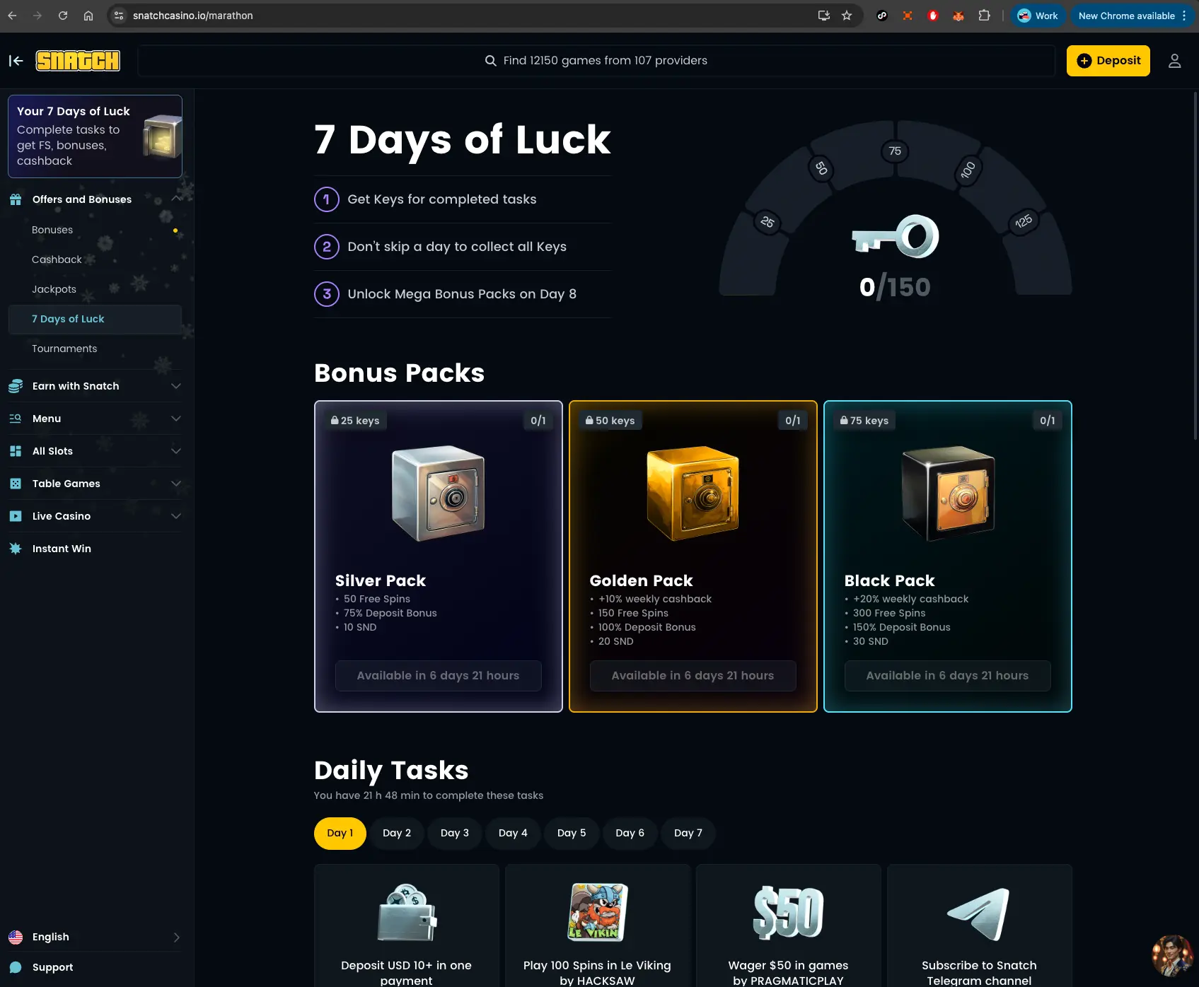 Snatch Casino Bonuses