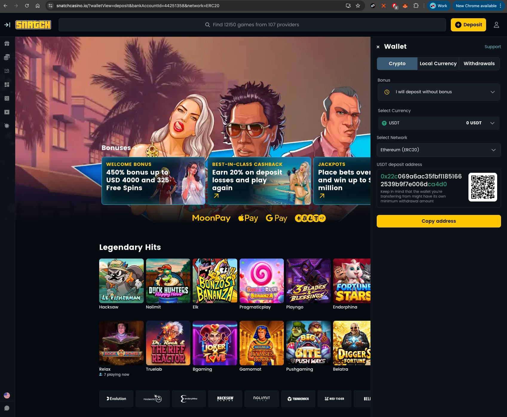 Snatch Casino Crypto Wallet
