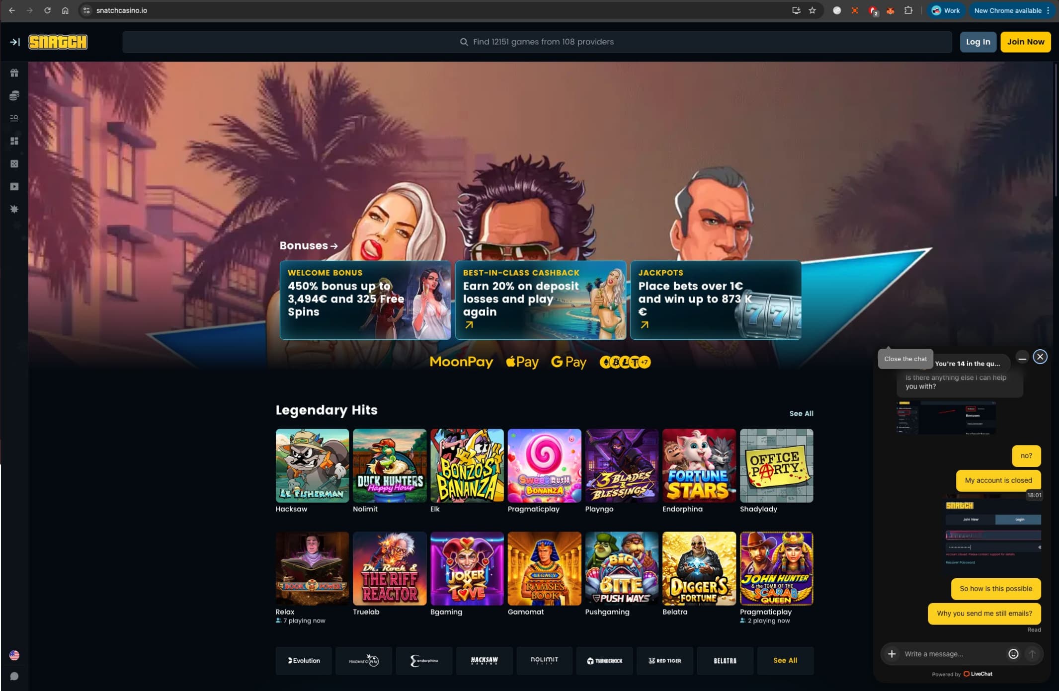 Snatch Casino Live Chat