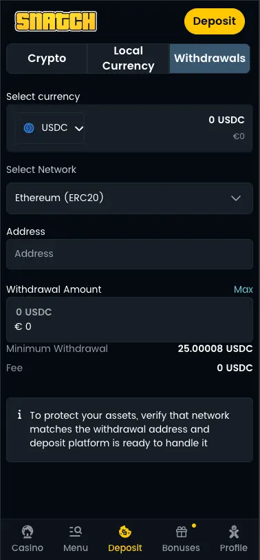 Snatch Casino Mobile Withdrawal