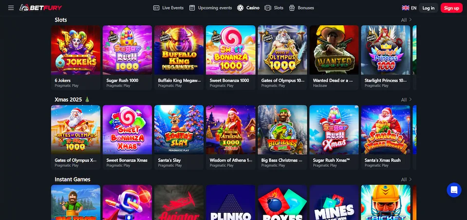 BetFury Chile Casino's games with selected popular slots against a white background.