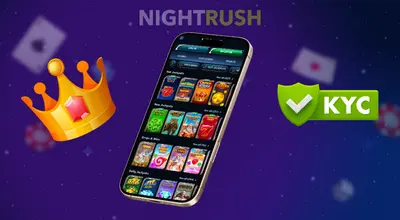 Smartphone screen showing a verified account and casino game icons with a crown and chips.