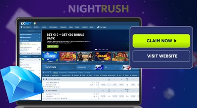 1xBet Irealand homepage screen