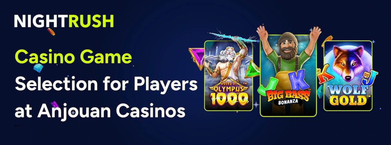 Banner featuring a classic slot machine with triple sevens and the text Provably Fair Games and Other Game Categories for Players at Anjouan Casinos.