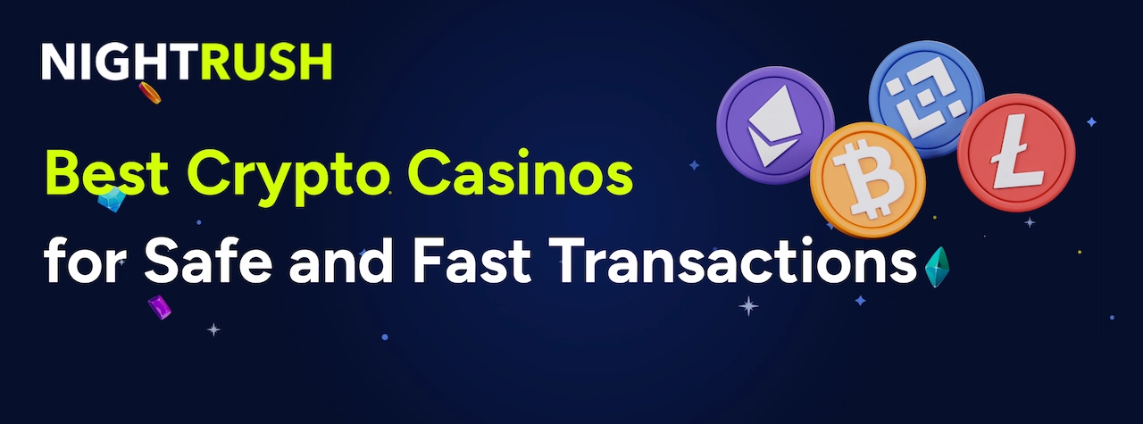 Banner with the text Secure Crypto Casinos in 2026 featuring logos for Bitcoin, Ethereum, and Solana.