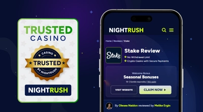 Stake Casino on Nightrush page on a smartphone.