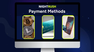 Laptop screen showing diverse payment options including crypto and credit cards for easy withdrawals.