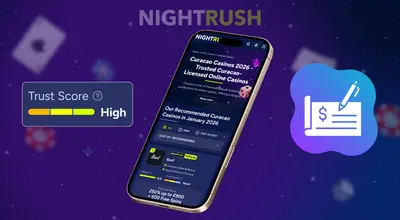 Smartphone screen listing top-rated Curacao-licensed online casinos for January 2026.