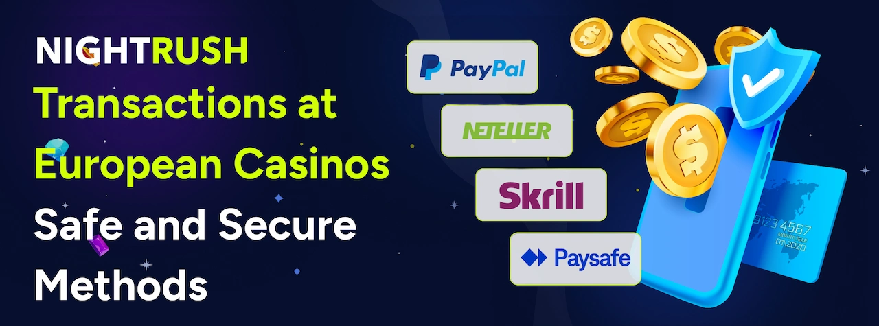 A laptop screen with logos for Visa, Mastercard, PayPal, Skrill, and Bitcoin.