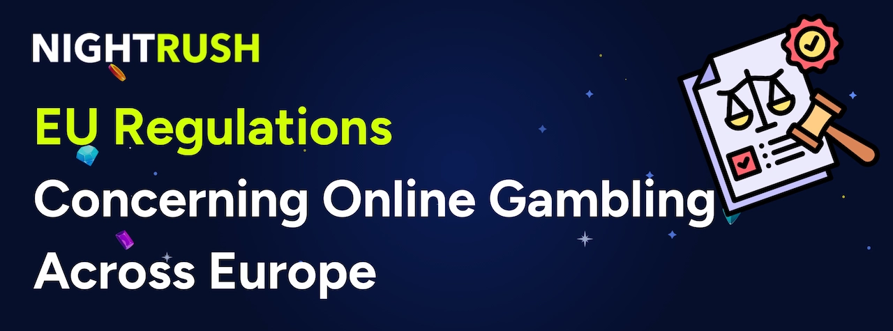 A banner about online gambling regulations across Europe.