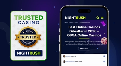 Laptop screen featuring an advertisement for Best Gibraltar Online Casinos.