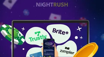 A laptop screen shows a payments page with various instant banking deposit options.