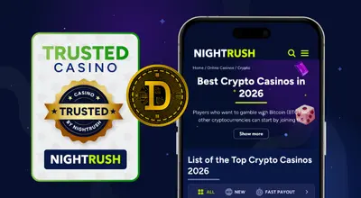 Screen featuring an overview of the Best Crypto Casinos in 2026 with a trusted casino badge.