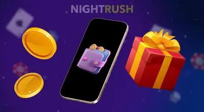 Smartphone displaying a digital wallet and a red gift box next to floating gold coins.