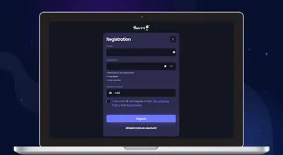 Laptop shows Fruity King registration form