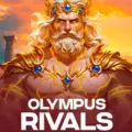 Olympus Rivals slot with a god figure glowing against a yellow background.